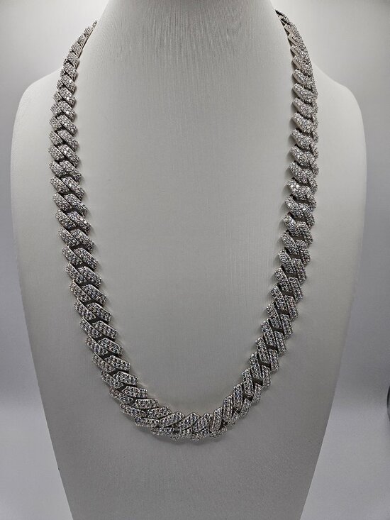 Other - 15mm Monaco Cuban Link Chain 24" 925 Sterling Silver Moissanite 176g
